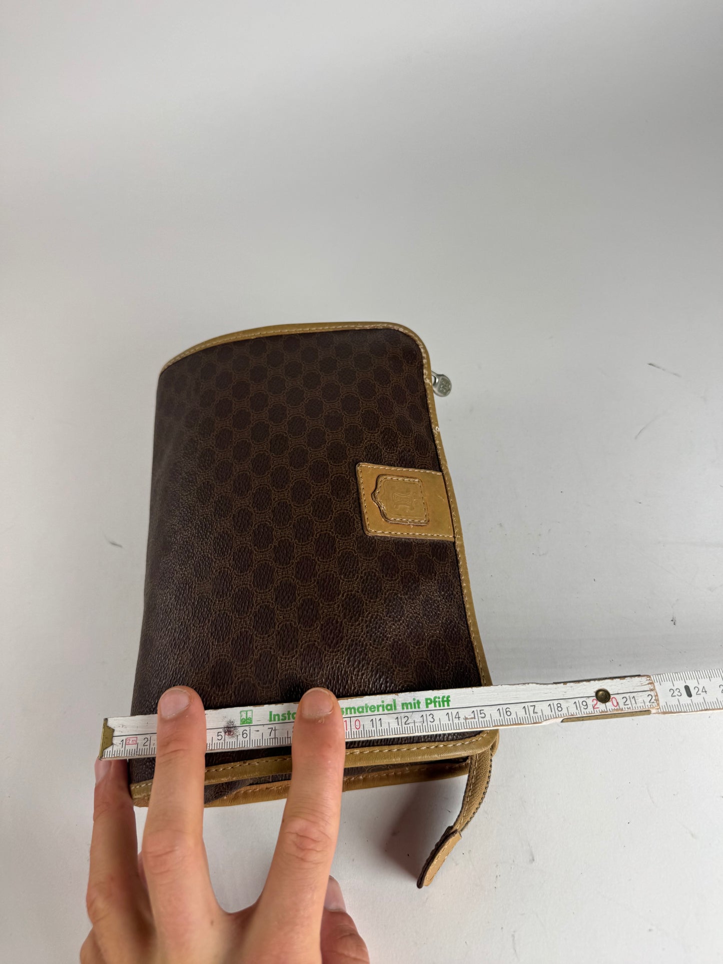Vintage Celine Monogram Leather clutch brown