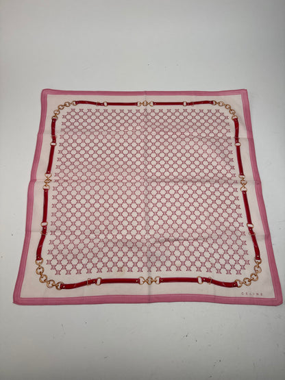 Foulard vintage Céline Triomphe Monogram blanc rose
