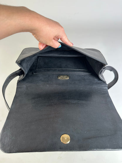 Vintage Givenchy Leather Shoulder Bag Black Gold