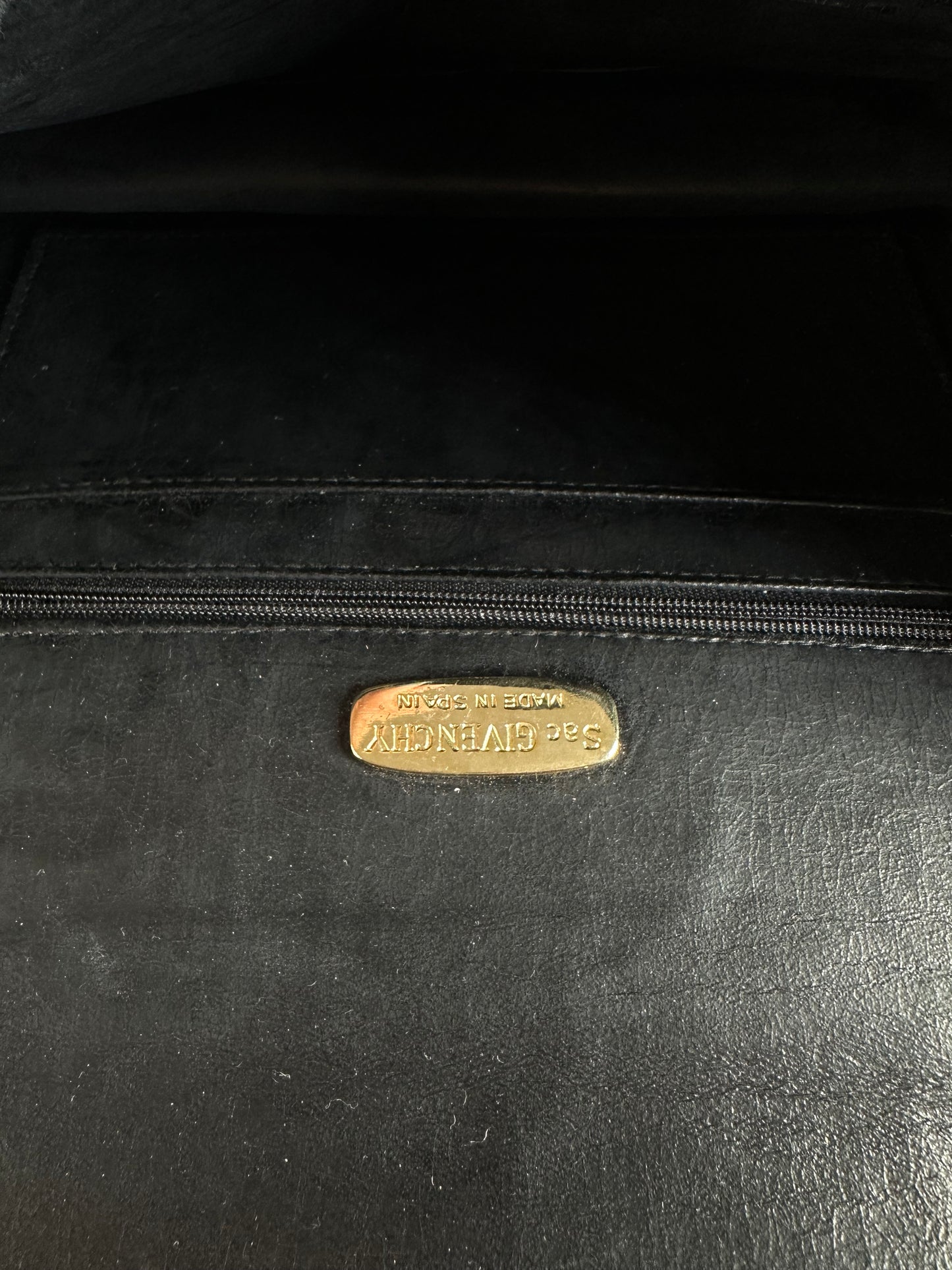 Vintage Givenchy Leather Shoulder Bag Black Gold
