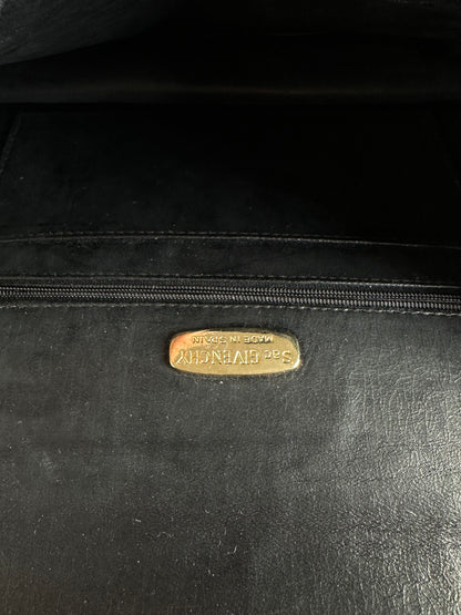 Vintage Givenchy Leather Shoulder Bag Black Gold