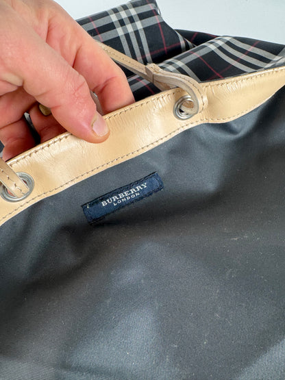 Vintage Burberry Nova Check Tote Bag Beige Black
