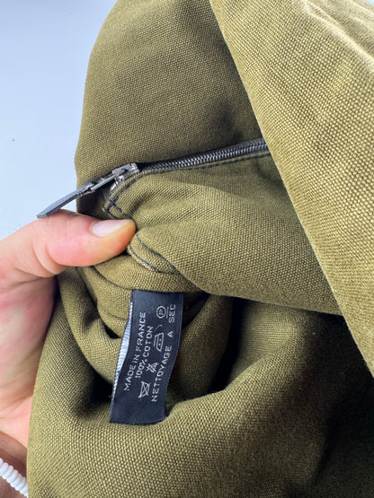 Sac en toile Hermès vintage à deux voies Kaki Noir