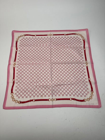 Foulard vintage Céline Triomphe Monogram blanc rose