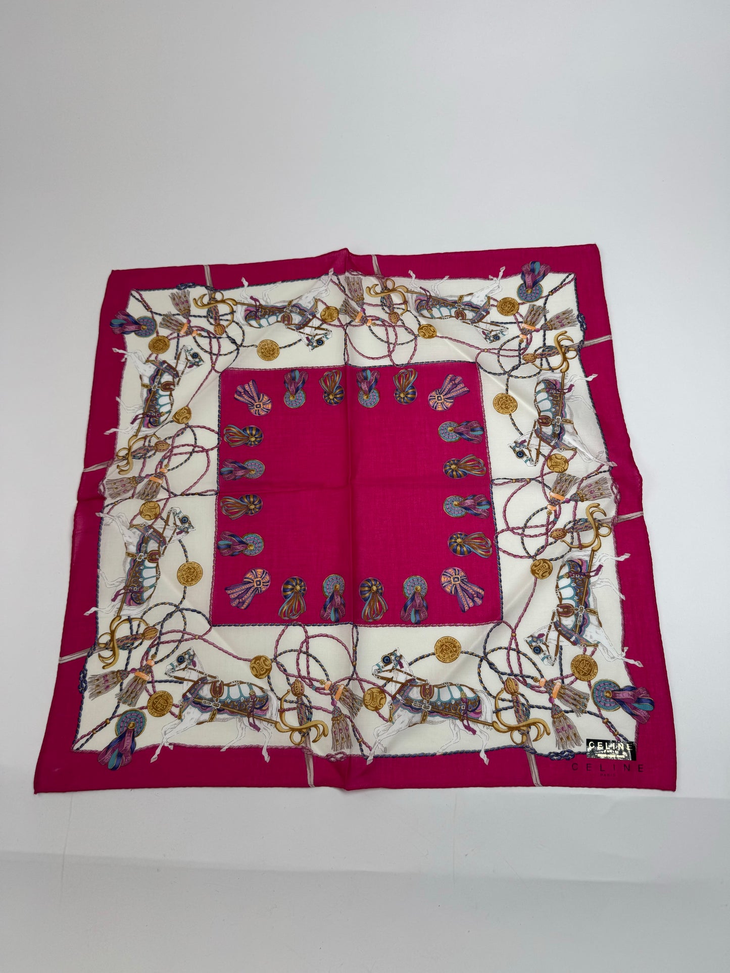 Vintage Celine Silk Scarf red white