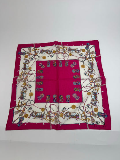 Vintage Celine Silk Scarf red white