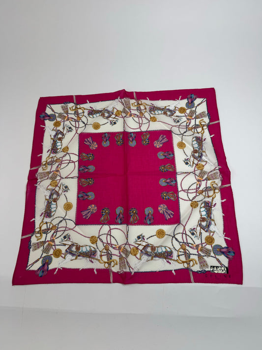 Vintage Celine Silk Scarf red white