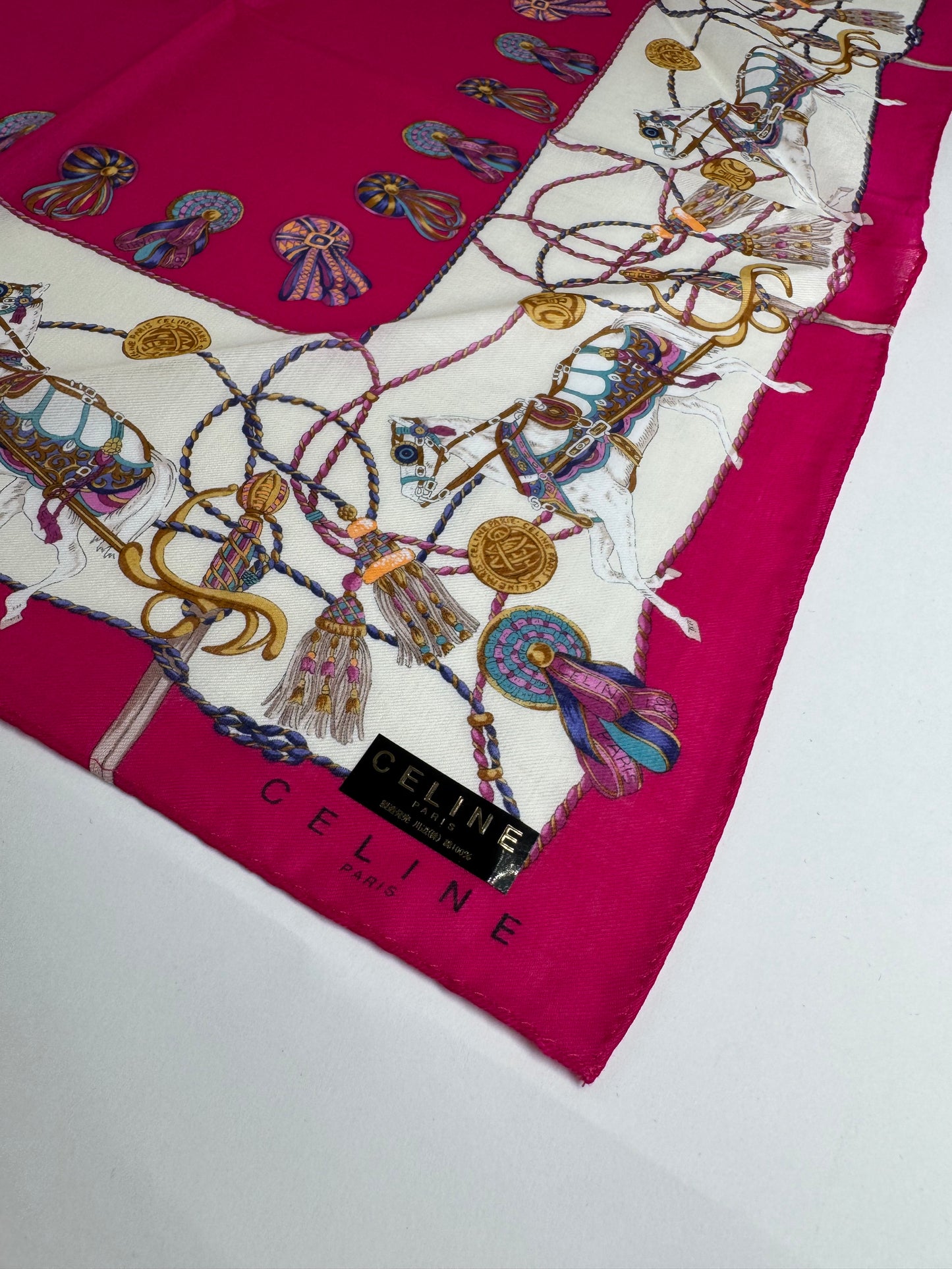 Vintage Celine Silk Scarf red white