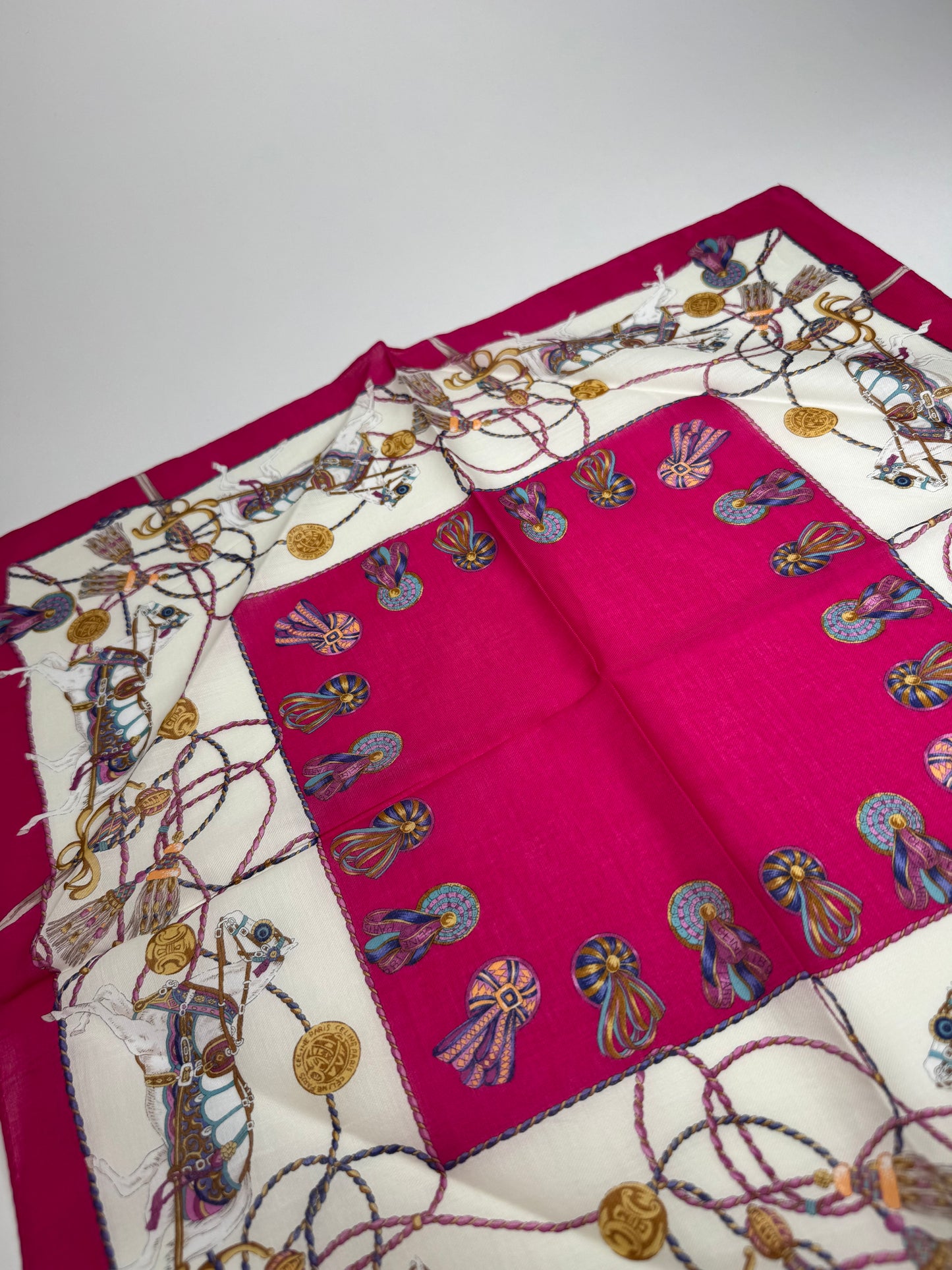 Vintage Celine Silk Scarf red white