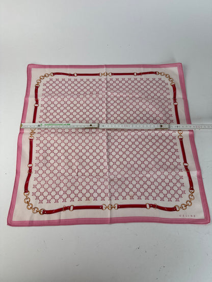 Foulard vintage Céline Triomphe Monogram blanc rose