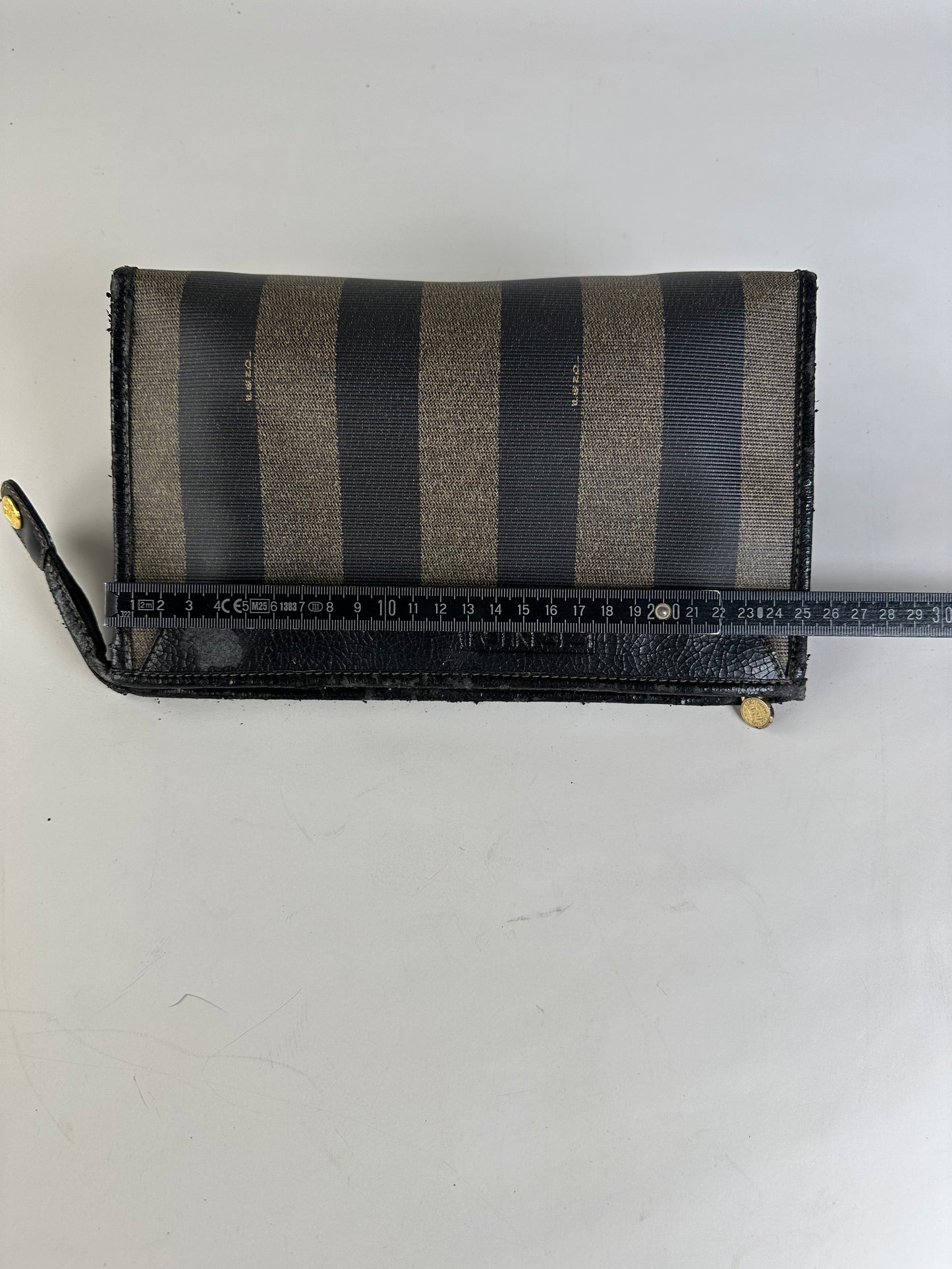 Vintage Fendi Coated Canvas Clutch Bag Black Beige