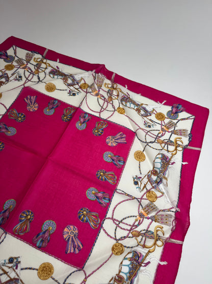 Vintage Celine Silk Scarf red white