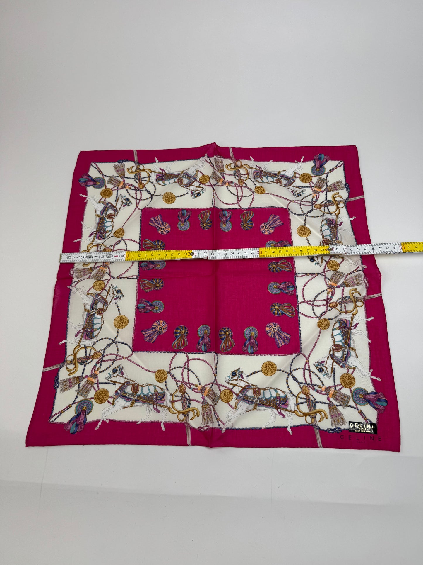 Vintage Celine Silk Scarf red white