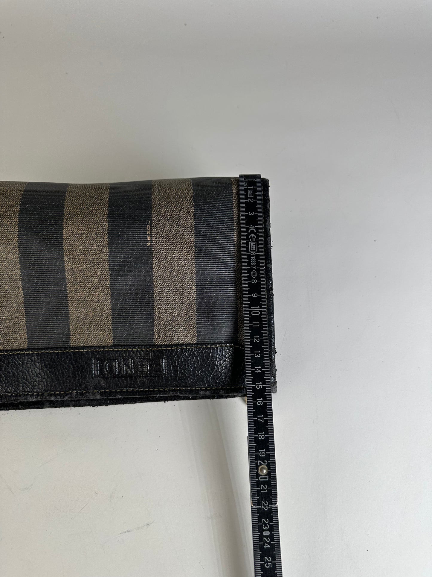 Vintage Fendi Coated Canvas Clutch Bag Black Beige