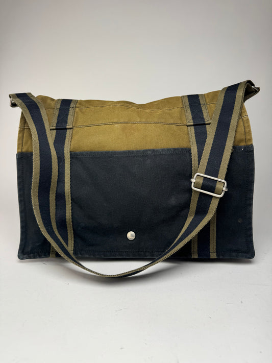 Vintage Hermes 2Way Canvas Bag Khaki Black