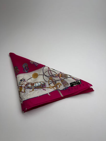 Vintage Celine Silk Scarf red white