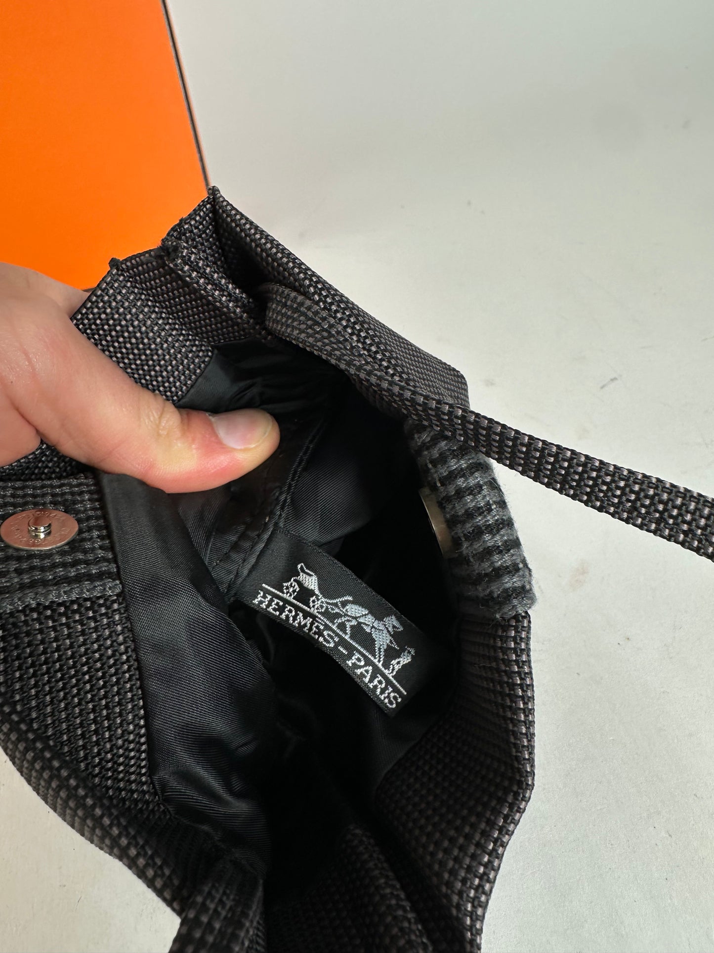 Vintage Hermès Cotton Shoulder Bag Black