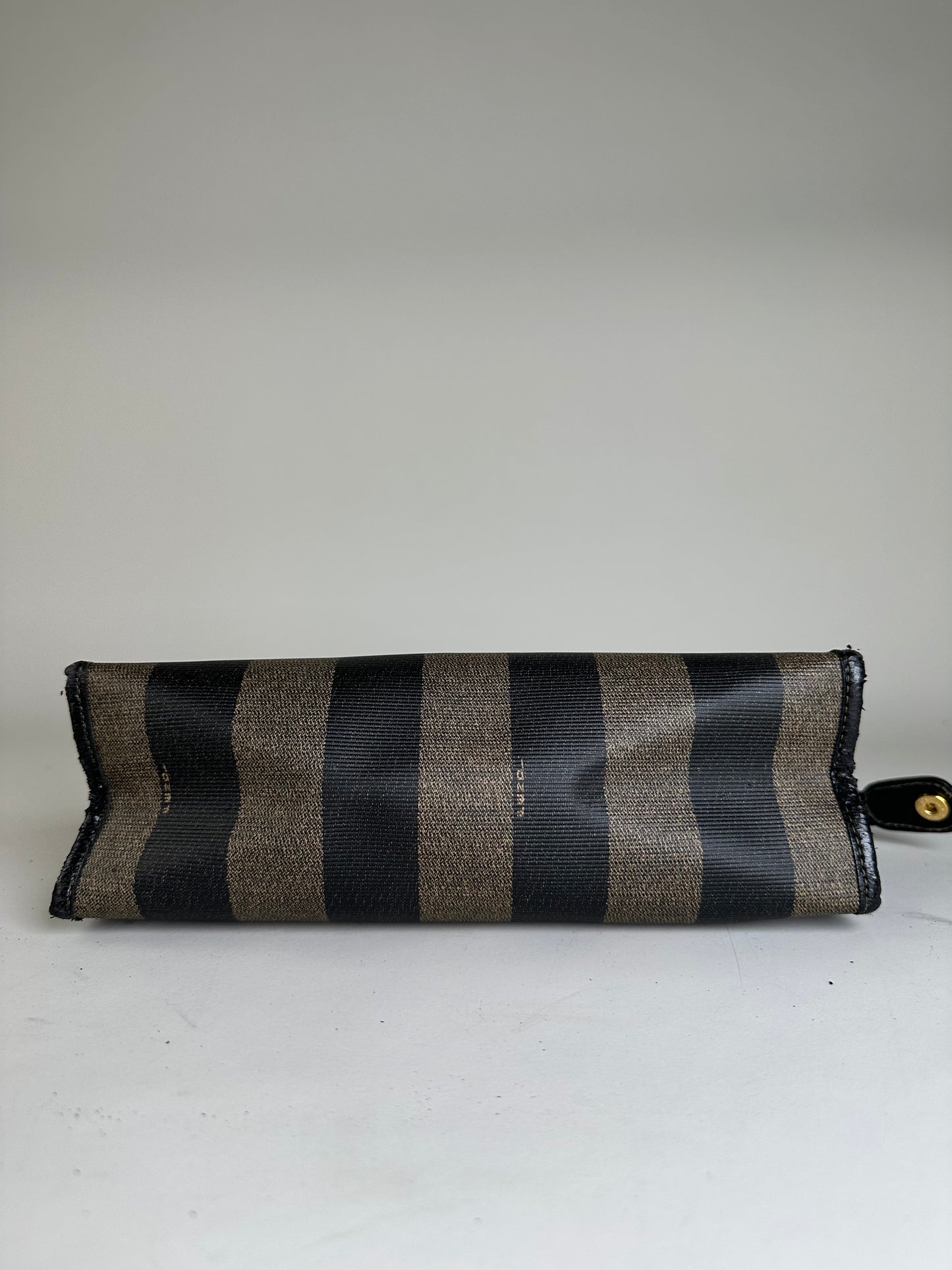Vintage Fendi Coated Canvas Clutch Bag Black Beige