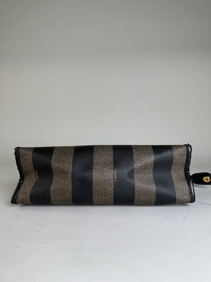 Vintage Fendi Coated Canvas Clutch Bag Black Beige