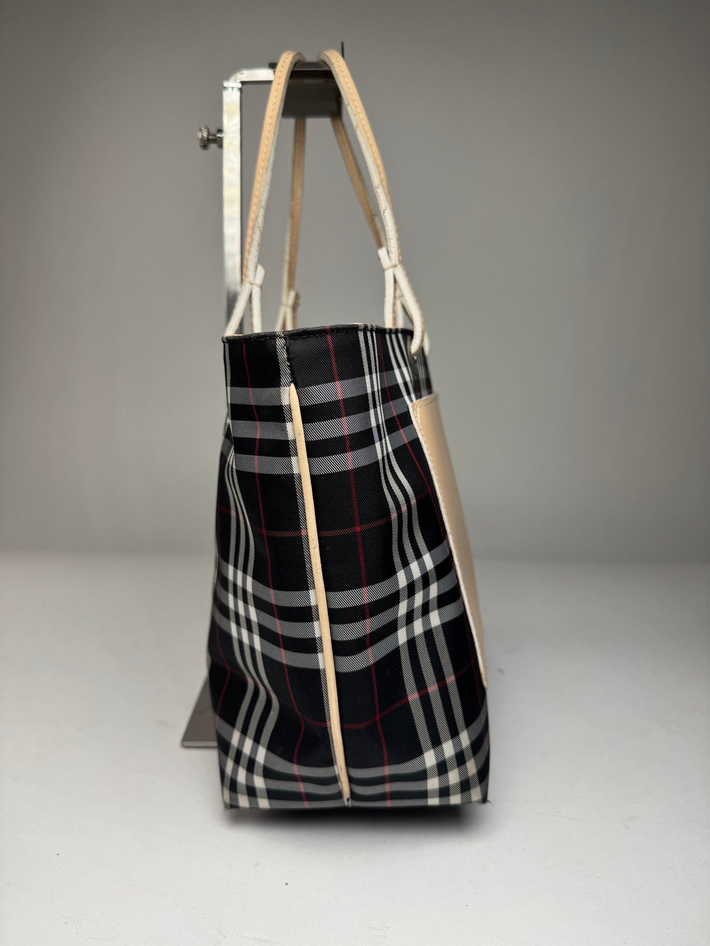 Vintage Burberry Nova Check Tote Bag Beige Black