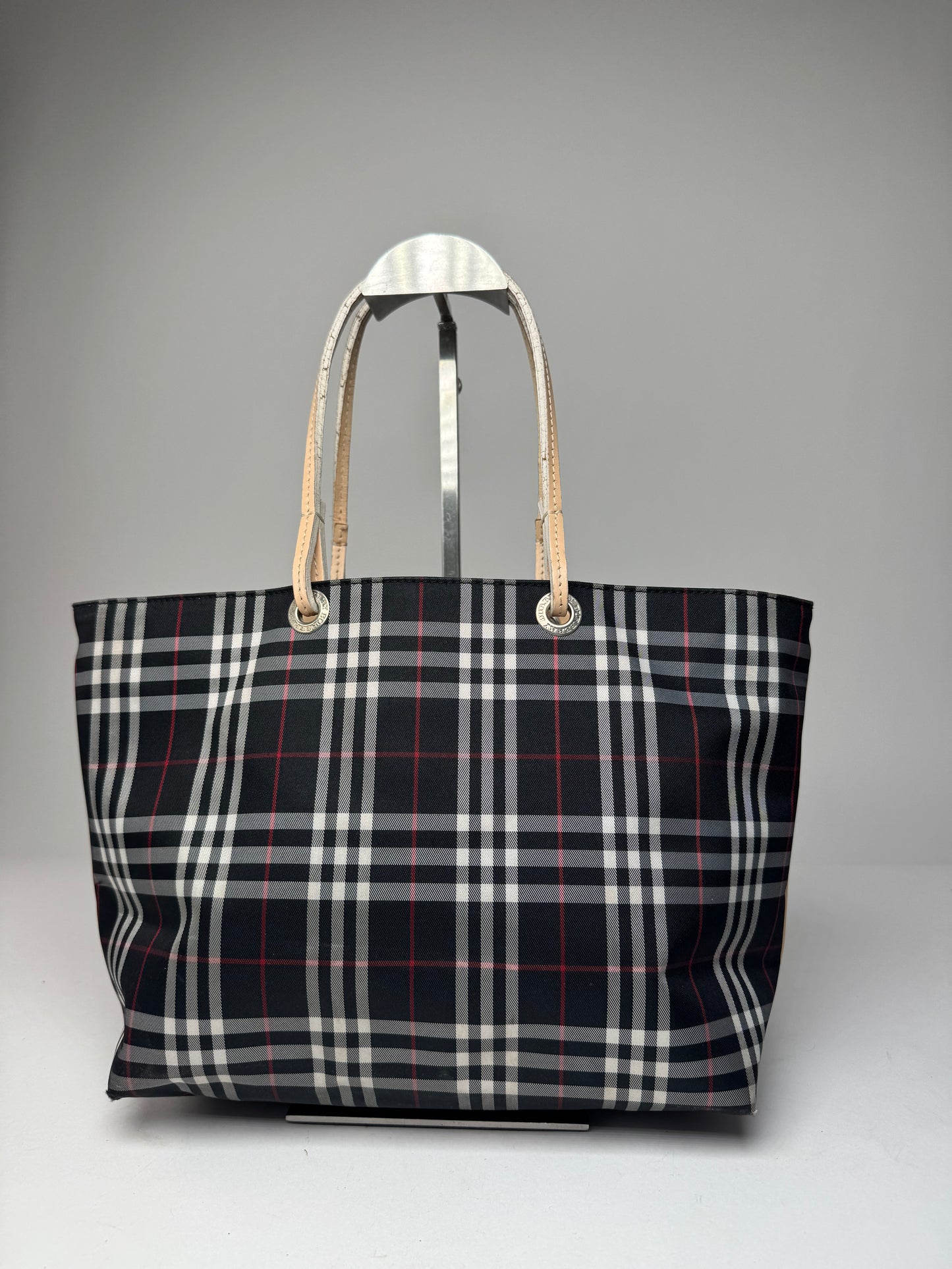 Vintage Burberry Nova Check Tote Bag Beige Black