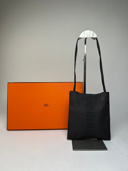 Vintage Hermès Cotton Shoulder Bag Black