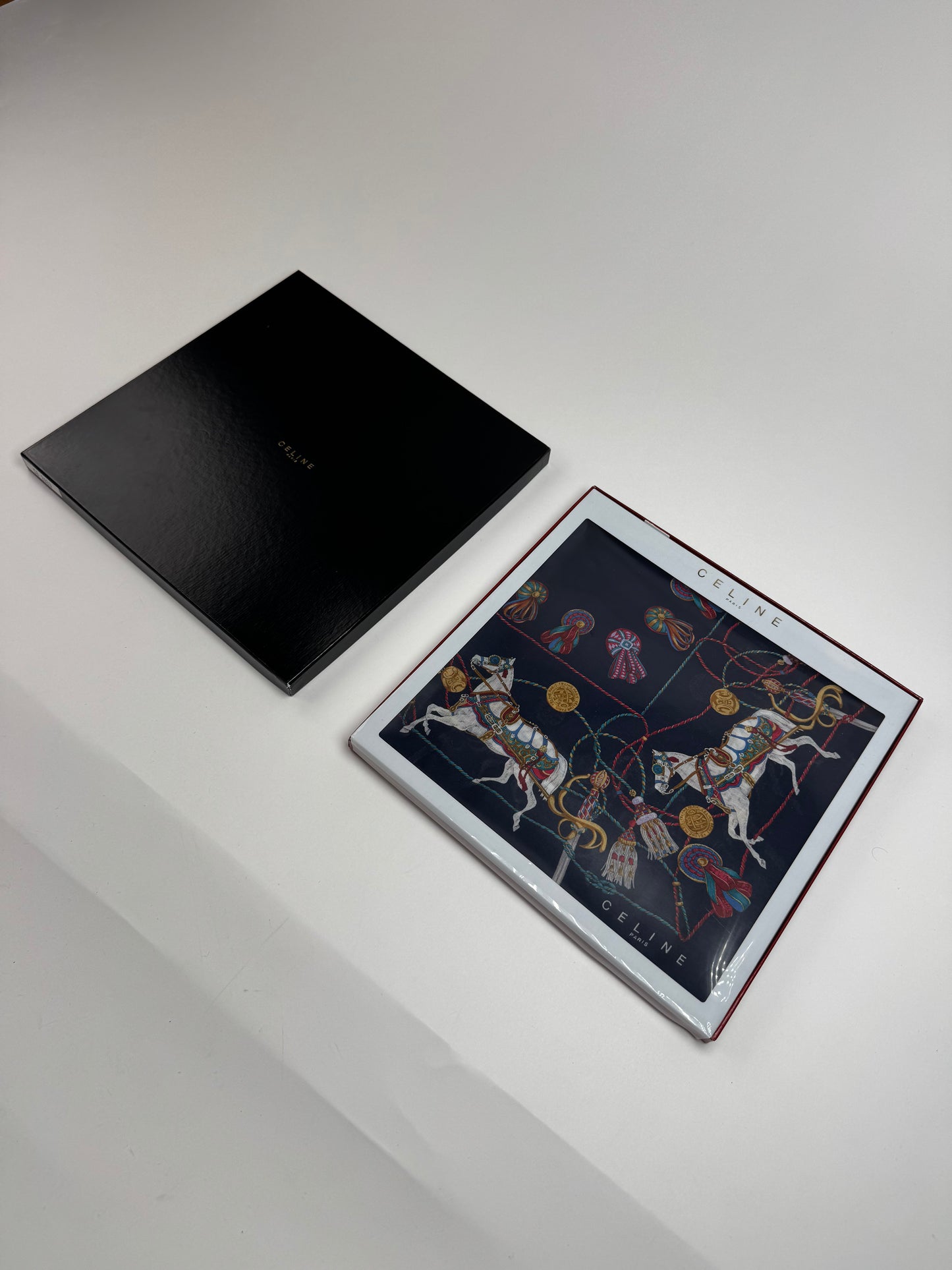 Vintage Celine Silk Scarf Navy new