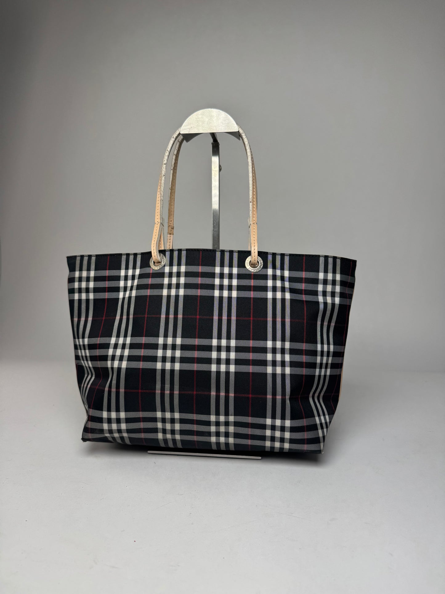 Vintage Burberry Nova Check Tote Bag Beige Black