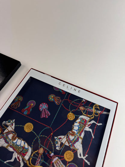 Vintage Celine Silk Scarf Navy new