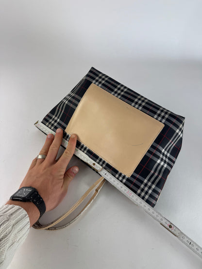 Vintage Burberry Nova Check Tote Bag Beige Black