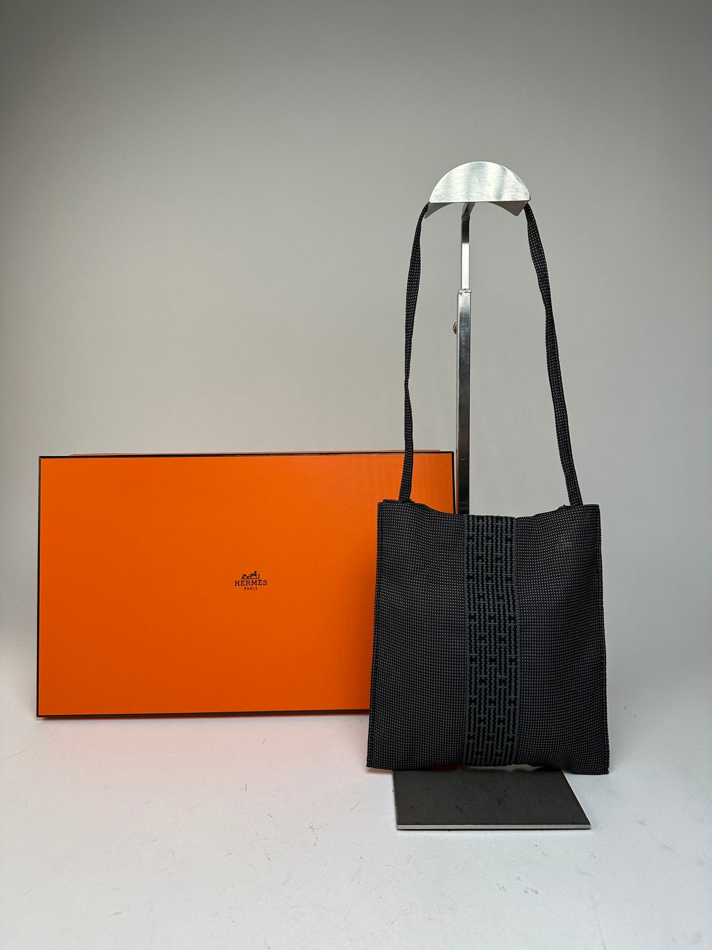 Vintage Hermès Cotton Shoulder Bag Black