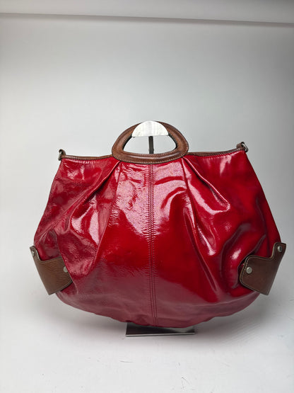 Sac vintage en cuir verni Marni rouge marron