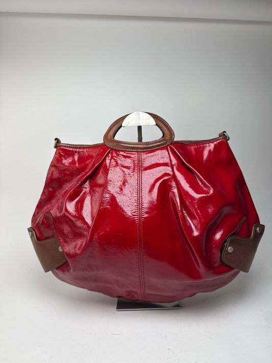 Sac vintage en cuir verni Marni rouge marron