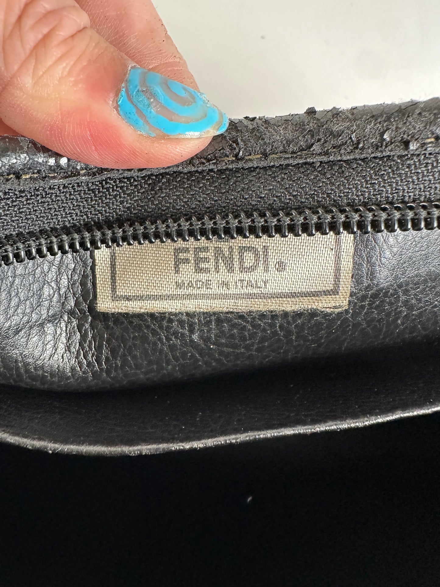 Vintage Fendi Coated Canvas Clutch Bag Black Beige