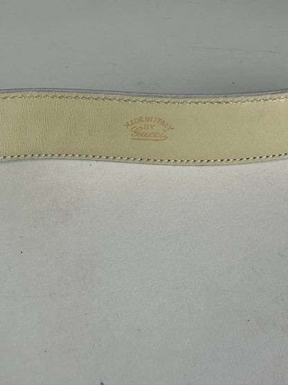 Vintage Gucci Horsebit Leather Belt White