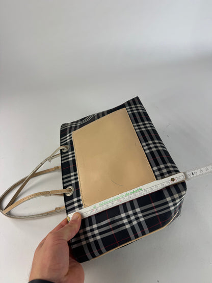 Vintage Burberry Nova Check Tote Bag Beige Black