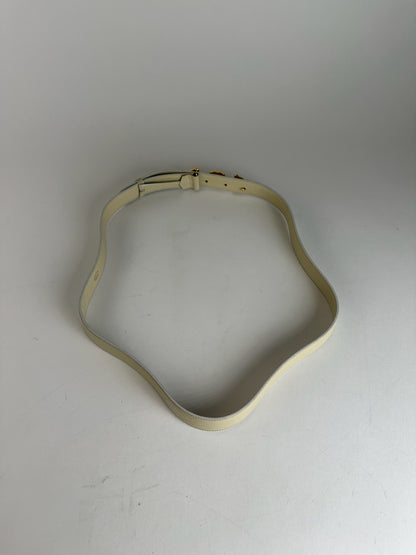 Vintage Gucci Horsebit Leather Belt White