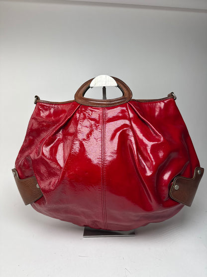 Sac vintage en cuir verni Marni rouge marron