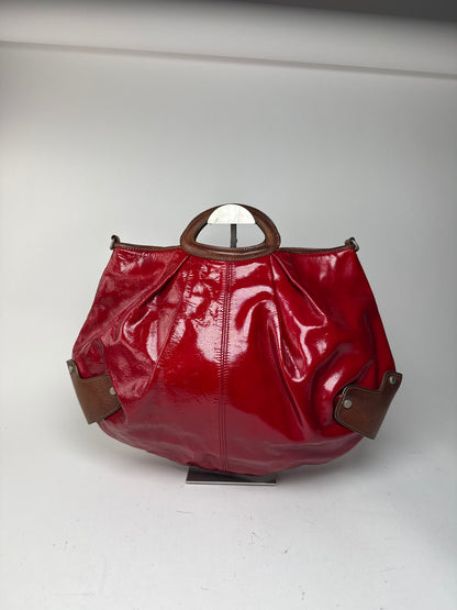 Sac vintage en cuir verni Marni rouge marron