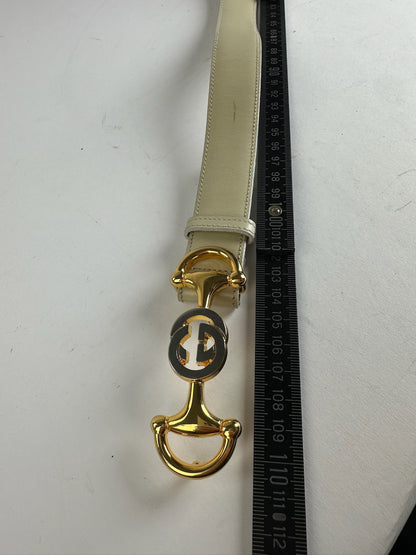 Vintage Gucci Horsebit Leather Belt White