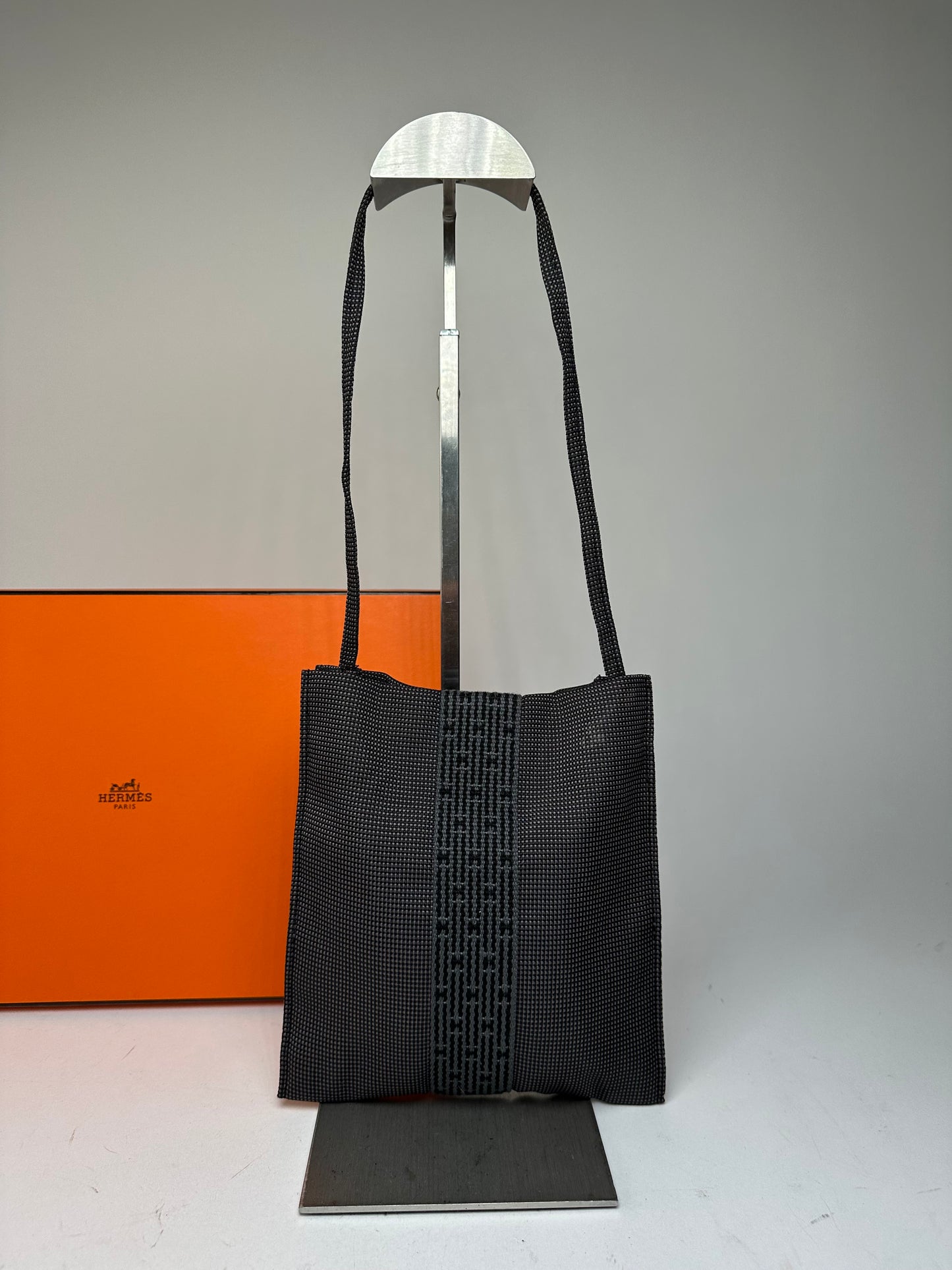 Vintage Hermès Cotton Shoulder Bag Black