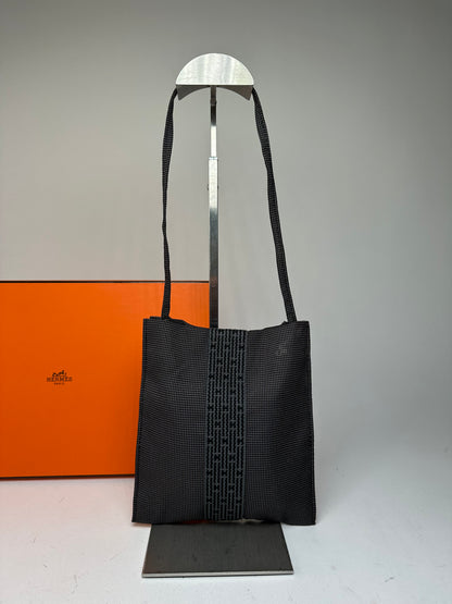 Vintage Hermès Cotton Shoulder Bag Black