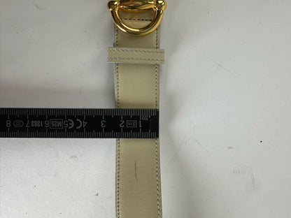 Vintage Gucci Horsebit Leather Belt White