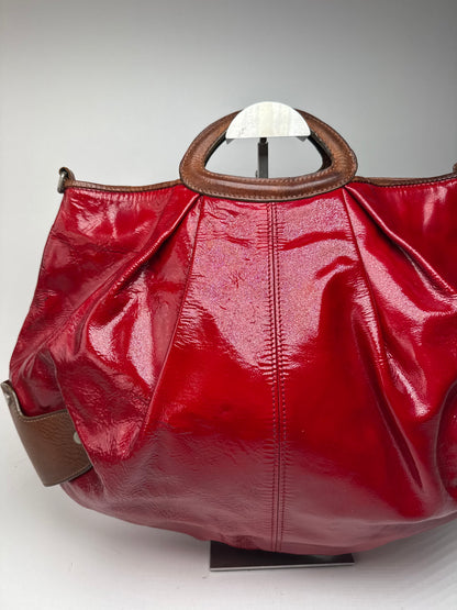 Sac vintage en cuir verni Marni rouge marron