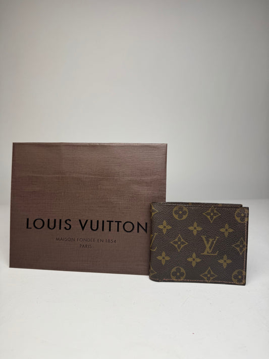 Vintage Louis Vuitton Flapable Leather Monogram Wallet Brown