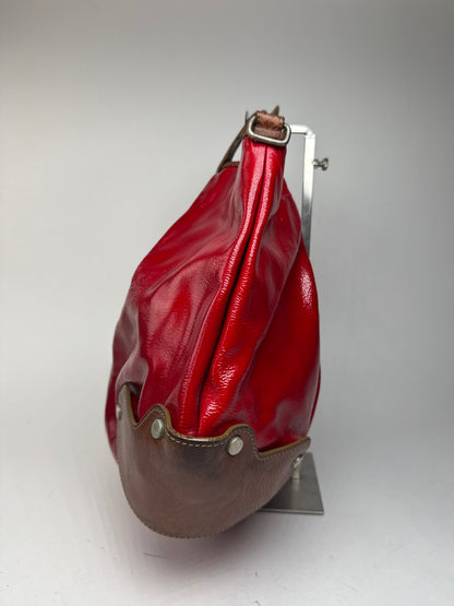 Sac vintage en cuir verni Marni rouge marron