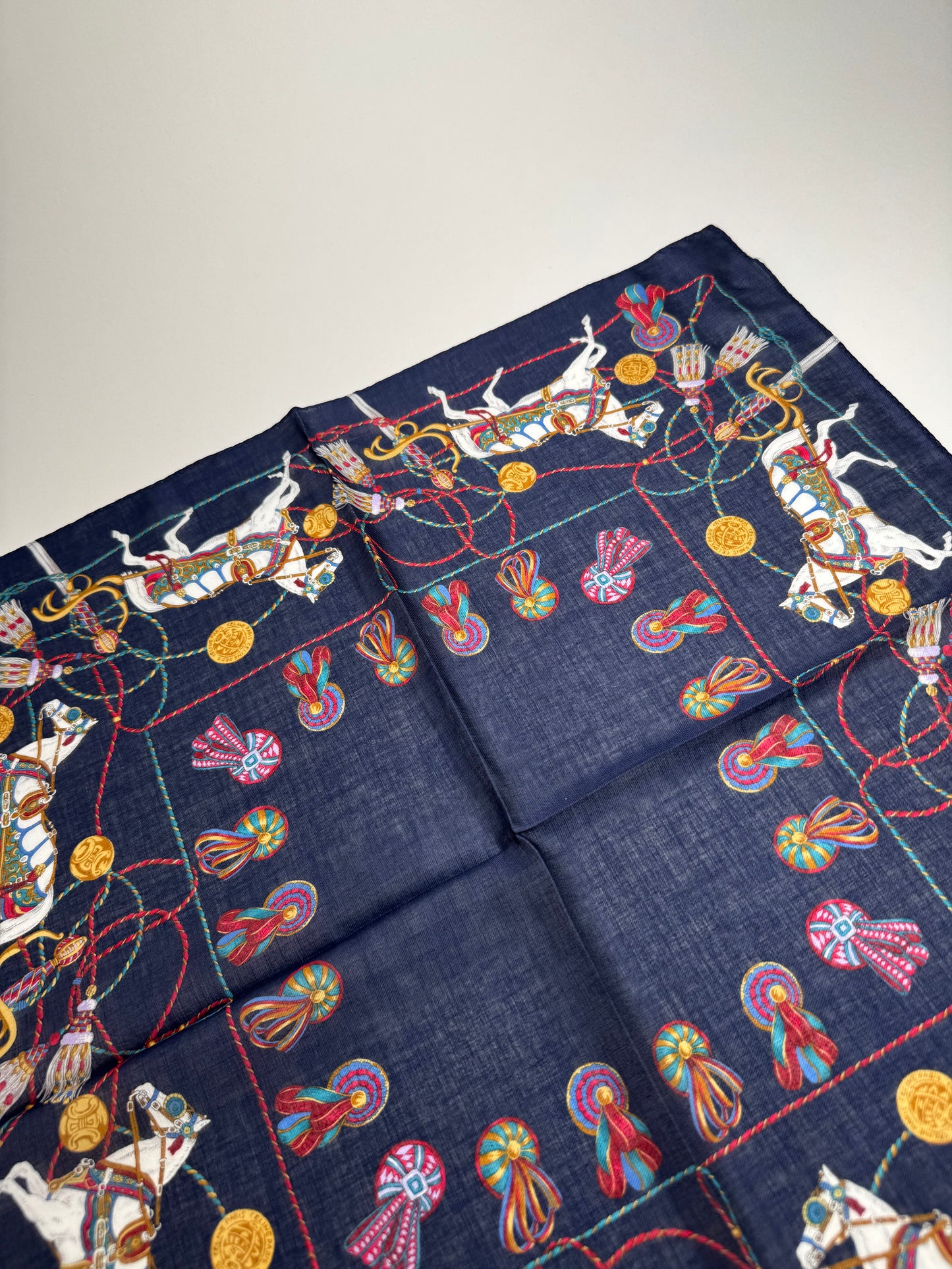 Vintage Celine Silk Scarf Navy new