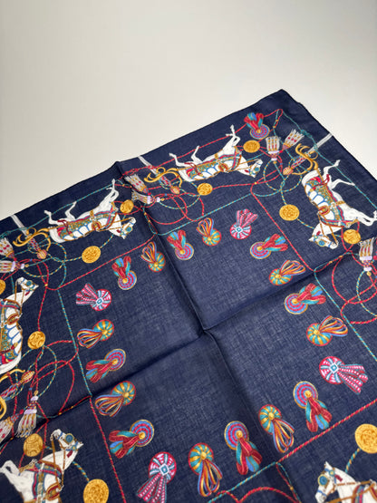 Vintage Celine Silk Scarf Navy new