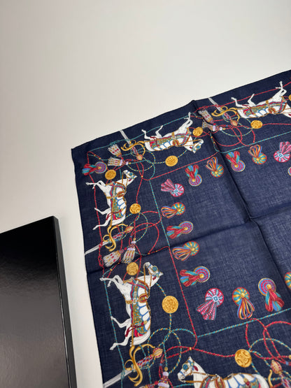 Vintage Celine Silk Scarf Navy new