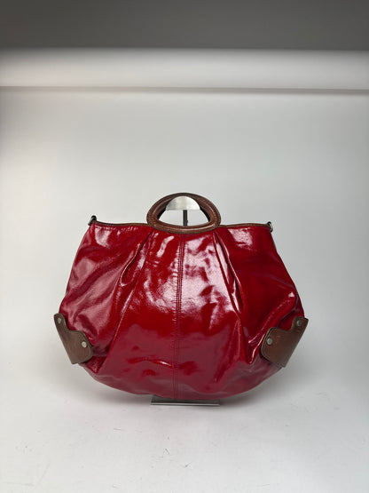 Sac vintage en cuir verni Marni rouge marron